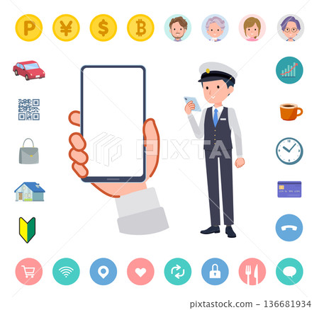 一群男司機正在看智慧型手機螢幕 136681934