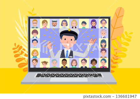 Set of driver men giving online presentations 136681947