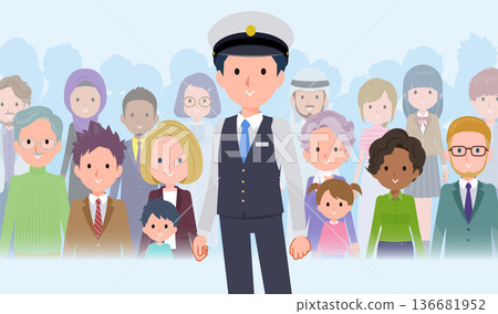 A set of male drivers standing in front of a crowd 136681952