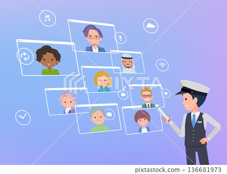 一群男性駕駛者正在使用智慧型手機進行線上交流 136681973