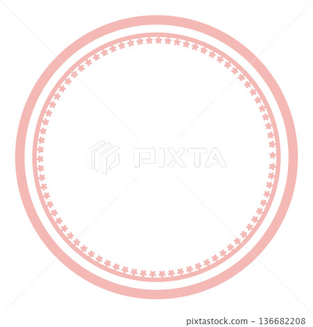 Pink round frame and cherry blossom frame 136682208