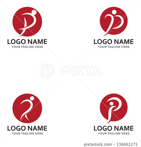 p people logo and symbol vector icon p people logo and symbol vector icon 136682271
