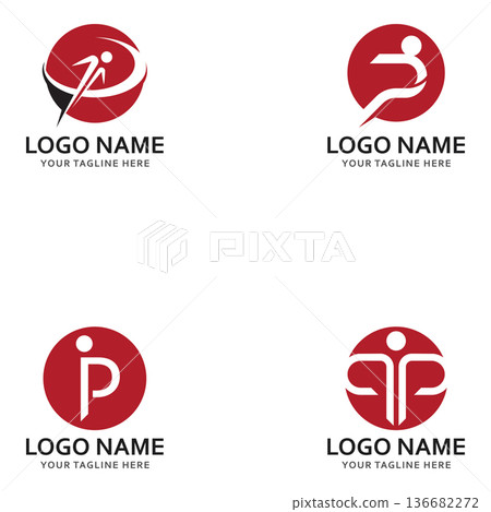 p people logo and symbol vector icon p people logo and symbol vector icon 136682272