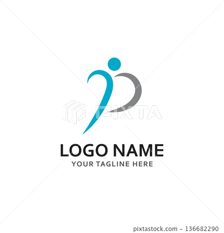 p people logo and symbol vector icon p people logo and symbol vector icon 136682290