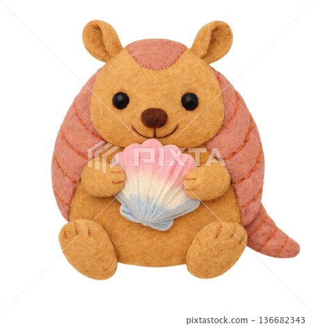 【夏季】犰狳手持毛氈貝殼的插圖 【夏季】犰狳手持毛氈貝殼的插圖 136682343