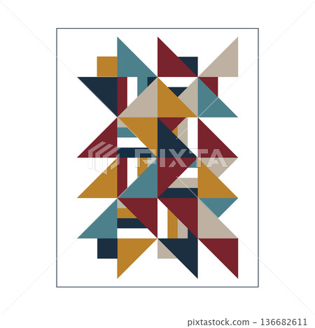 Abstract geometric illustration with triangles in muted retro tones isolated on white background. Eps 10 Abstract geometric illustration with triangles in muted retro tones isolated on white background. Eps 10 136682611