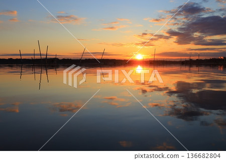 Asahi reflected on the surface of the water Asahi reflected on the surface of the water 136682804