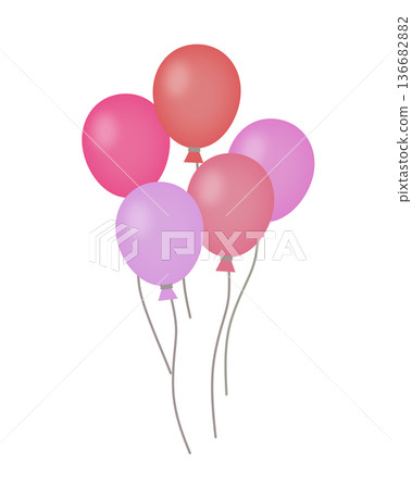 彩色氣球插圖（粉紅色） 136682882