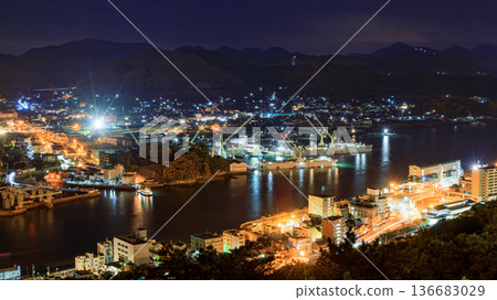 A glittering night view of the Onomichi Channel from Senkoji Temple in Onomichi (long exposure) A glittering night view of the Onomichi Channel from Senkoji Temple in Onomichi (long exposure) 136683029