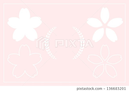 一套簡潔的櫻花圖標，白色，向量圖 136683201