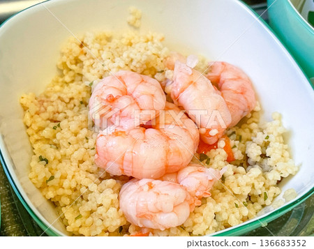EVA Air Paris-Taipei Economy Class In-flight Meal (Shrimp Couscous Salad) EVA Air Paris-Taipei Economy Class In-flight Meal (Shrimp Couscous Salad) 136683352