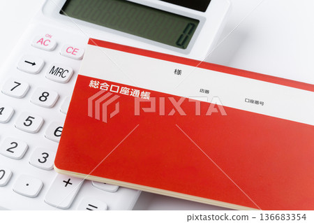 Calculator and bankbook Calculator and bankbook 136683354