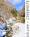 Snow-covered Ezawa River valley 136684078