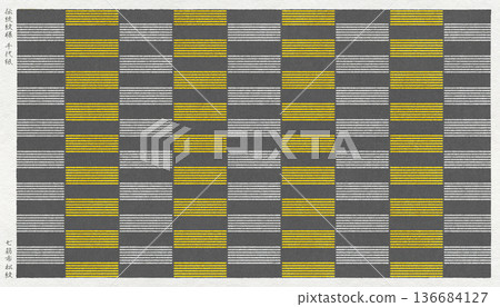 Chiyogami paper made from washi paper, depicting the traditional Japanese "Seven-Lined Checkerboard" pattern in a woodblock print style Chiyogami paper made from washi paper, depicting the traditional Japanese "Seven-Lined Checkerboard" pattern in a woodblock print style 136684127