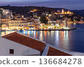 Evening Harbor View With Colorful Houses in Symi Island Greece 136684278