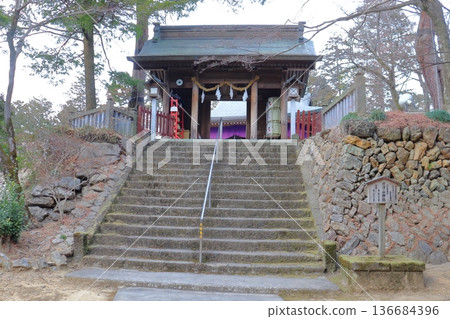 建於唐澤山城主城遺址上的唐澤山神社參拜殿前的大門（栃木縣佐野市） 136684396
