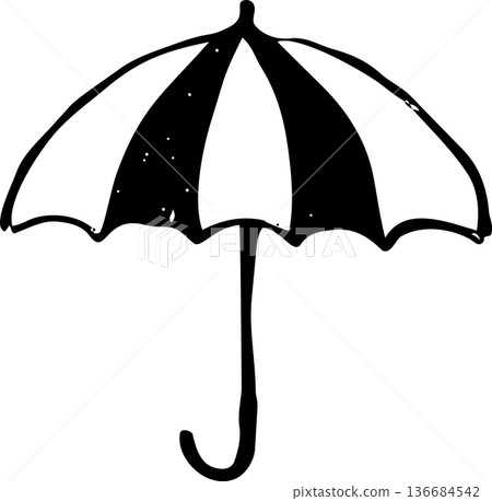 Hand-drawn umbrella sumi-e style icon illustration material Hand-drawn umbrella sumi-e style icon illustration material 136684542