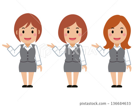 一位身穿灰色職業裝的年輕女子正對我微笑。 136684633