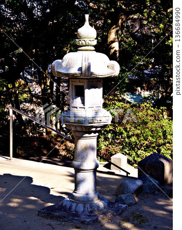 Stone lantern on the approach Stone lantern on the approach 136684990