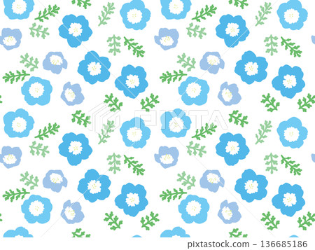Blue flowers, nemophila seamless pattern illustration Blue flowers, nemophila seamless pattern illustration 136685186