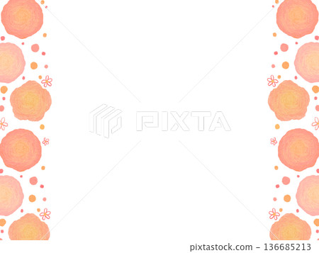 Cute flower frame background illustration drawn with colored pencils 136685213