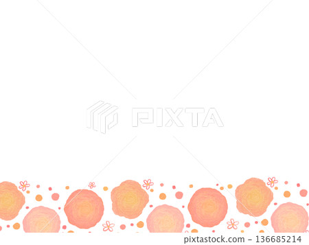 Cute flower frame background illustration drawn with colored pencils 136685214