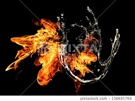Abstract background of fire and water merging Abstract background of fire and water merging 136685768