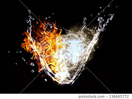 Abstract background of fire and water merging Abstract background of fire and water merging 136685772