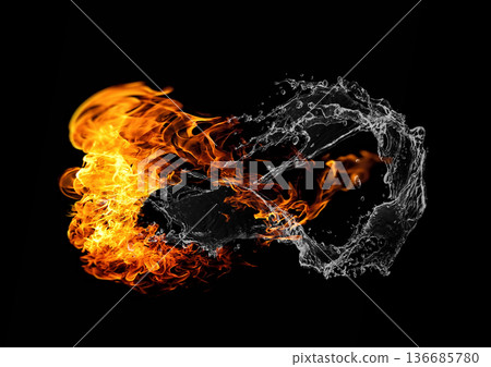 Abstract background of fire and water merging Abstract background of fire and water merging 136685780