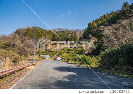 Road over the mountain pass, Asuka Village, Nara Prefecture Road over the mountain pass, Asuka Village, Nara Prefecture 136685791
