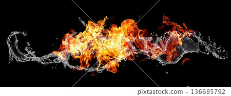 Abstract background of fire and water merging 136685792