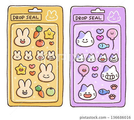 Animal sticker illustrations Animal sticker illustrations 136686016
