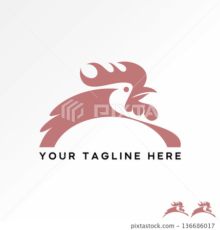 Rooster head line art cooking egg han chicken feather farm livestock animal logo design graphic concept creative premium vector stock image top sell 136686017