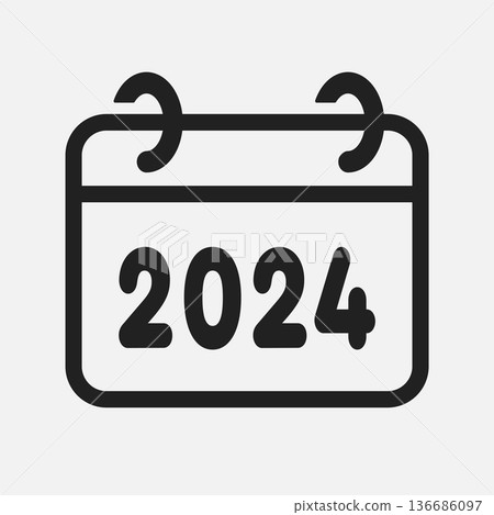 Vector template icon page calendar - year 2024 Vector template icon page calendar - year 2024 136686097