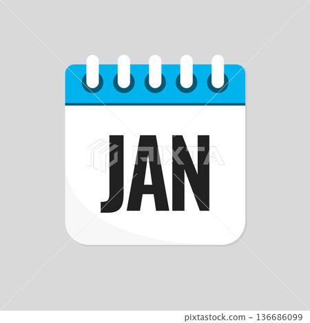 Vector template icon page calendar - January month Vector template icon page calendar - January month 136686099
