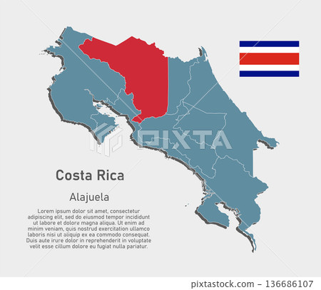 Vector map of Costa Rica - Alajuela Province 136686107
