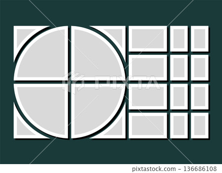Template collage of sixteen frames, images, photo Template collage of sixteen frames, images, photo 136686108