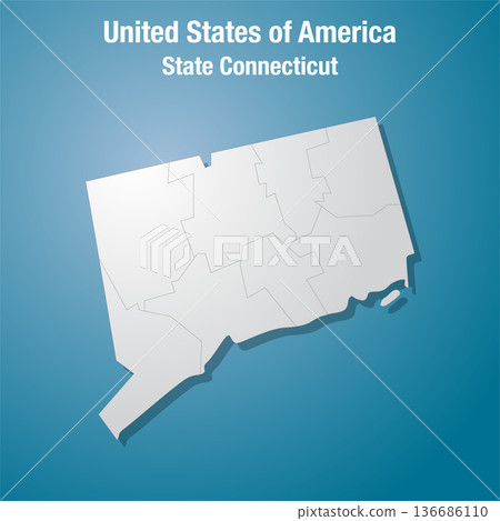 Connecticut state divided into counties, the USA 136686110