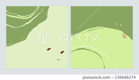 Abstract square background template design, green nude shades 136686274