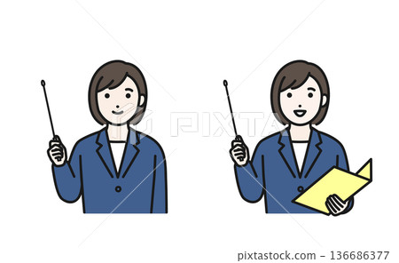 Business person explaining with a pointer Business person explaining with a pointer 136686377