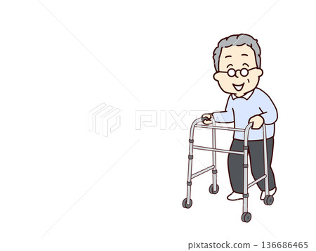 Moving around using a walker (copy space available) 136686465