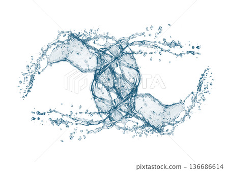 3d illustration of abstract blue water splash 136686614
