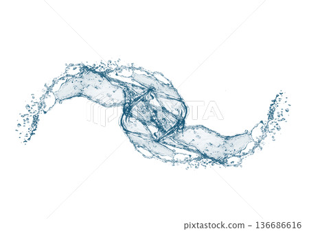 3d illustration of abstract blue water splash 136686616