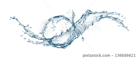 抽象藍色水濺的 3d 插圖 抽象藍色水濺的 3d 插圖 136686621