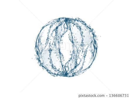抽象藍色水濺的 3d 插圖 136686731
