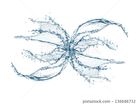 抽象藍色水濺的 3d 插圖 136686732