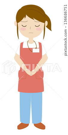 穿著圍裙的悲傷女人 穿著圍裙的悲傷女人 136686751