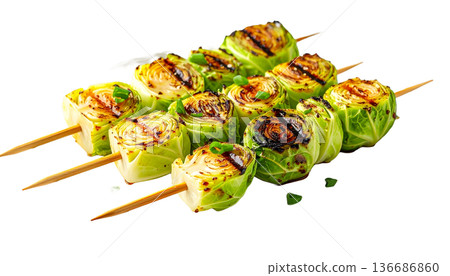 街頭風味烤高麗菜串（烤蔬菜串）示意圖 136686860