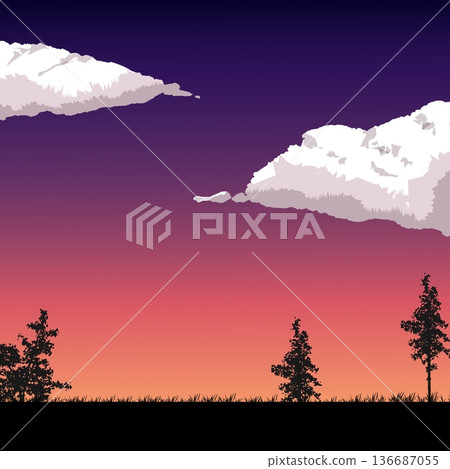 Sunset and trees illustration 136687055