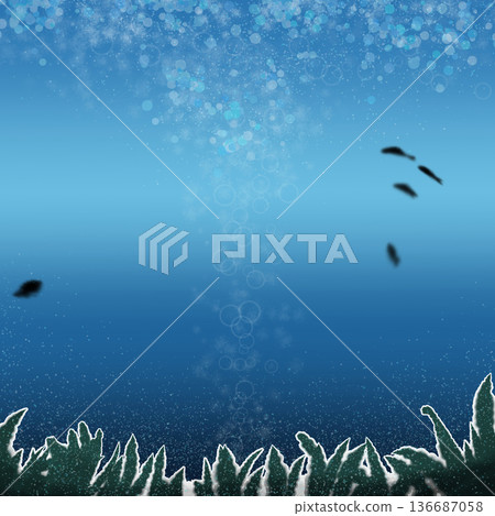 Illustration of a fish floating in the sea Illustration of a fish floating in the sea 136687058